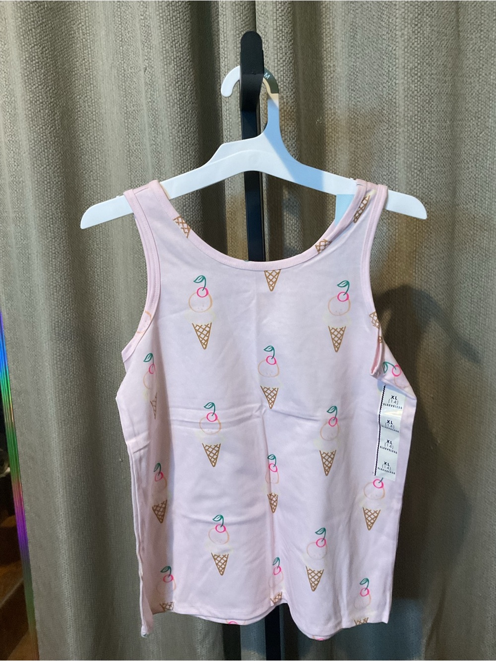 Cat & Jack Pink Ice Cream Cone‎ Tank Top XL (14)